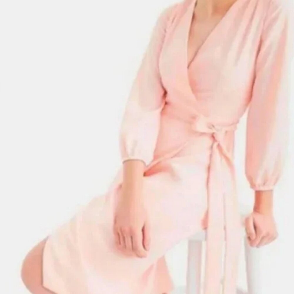 Women's Pink Wrap Midi Dress